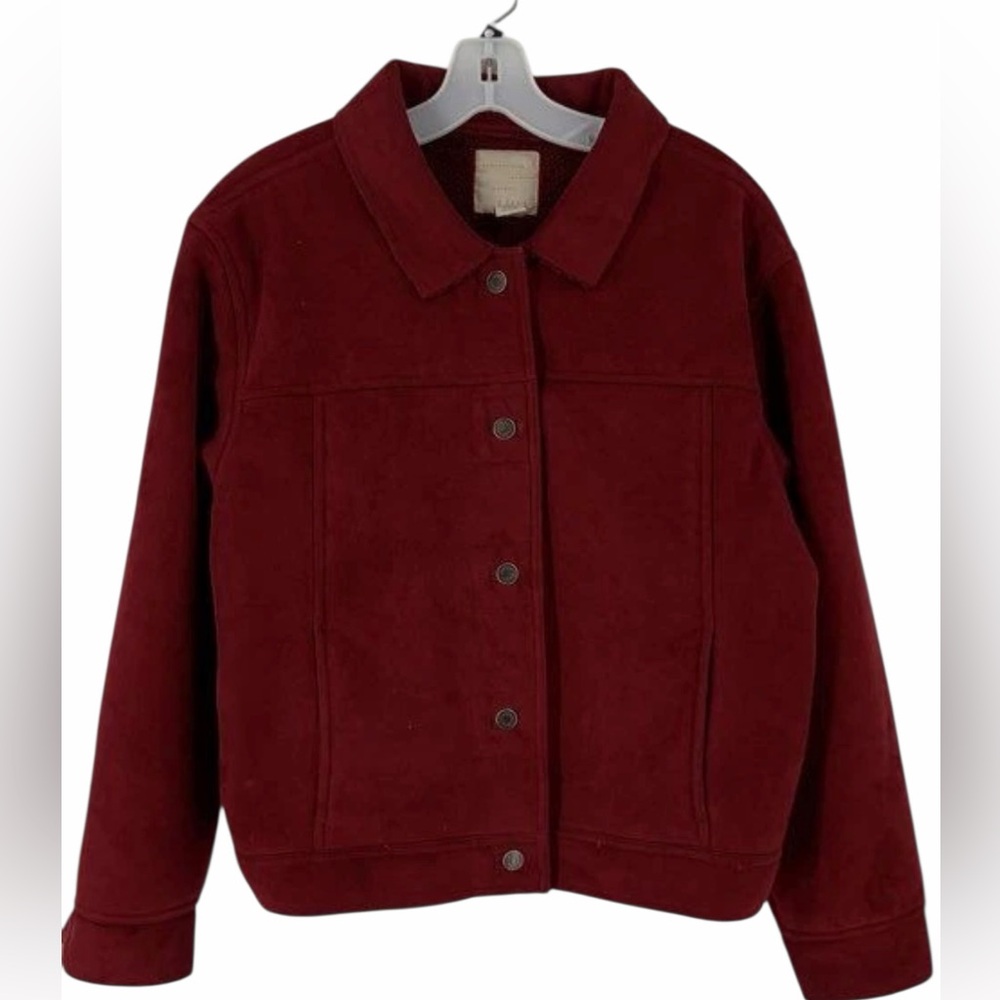 J. Jill Red Sherpa Fleece Jacket – Women’s Size Large